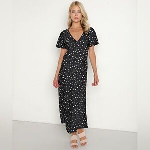 New Levi's Black Daisy Spot Midi Dress Size M Levis